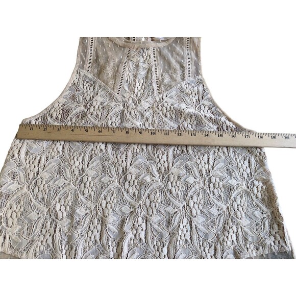 Free People Maisie Tunic Antique Ivory Lace High Neck Sleeveless Blouse Tank Med - Picture 11 of 12